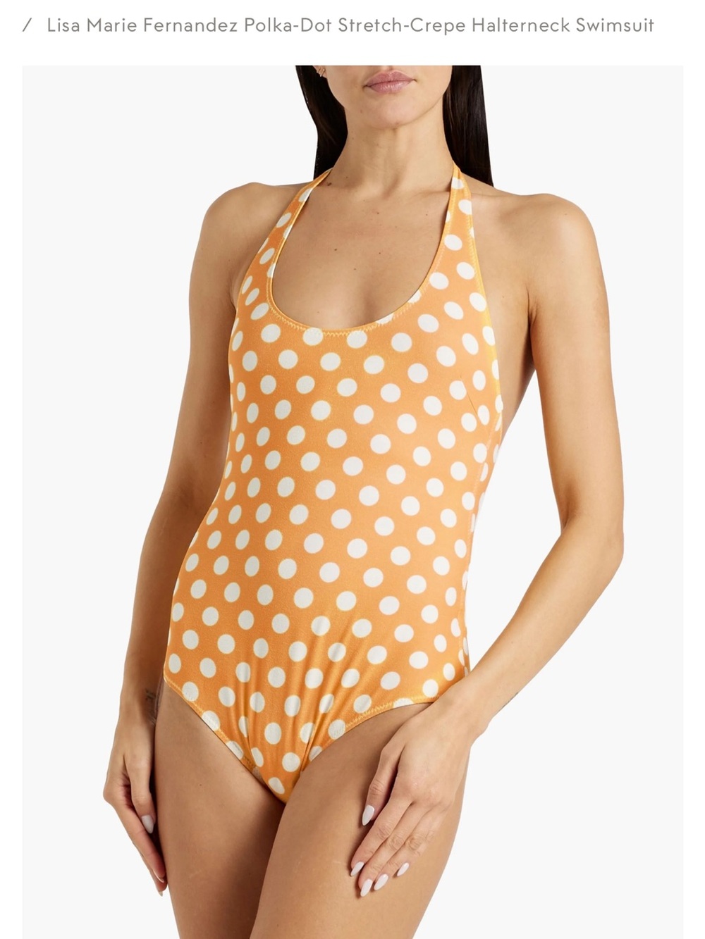Lisa Marie Fernandez Orange & White Polka-Dot Halter One-Piece Swimsuit